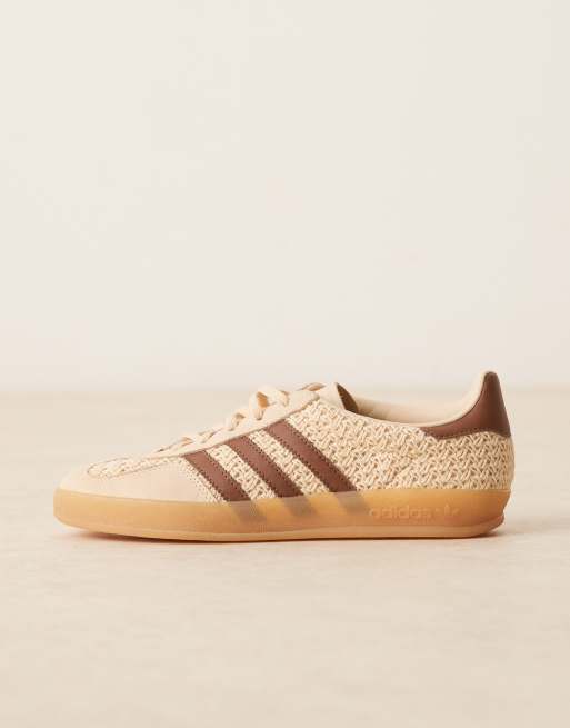 adidas Originals Gazelle Indoor trainers in cream and brown woven