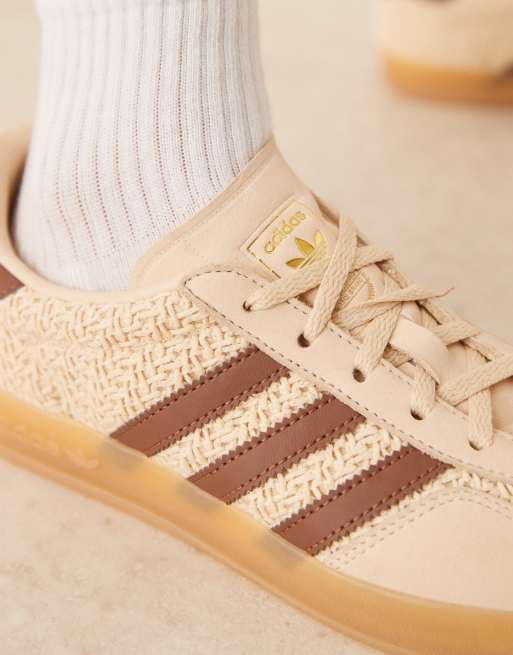 adidas Originals Gazelle Indoor trainers in cream and brown woven