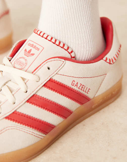 adidas Originals Gazelle Indoor trainers in cream and red | ASOS