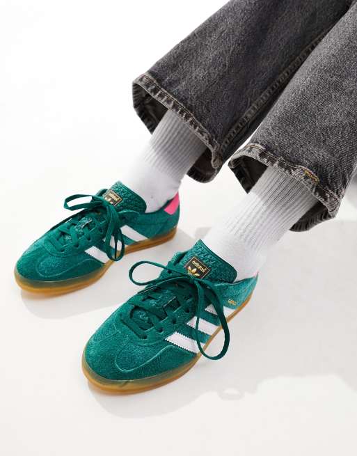 adidas Originals Gazelle Indoor trainers in green and pink | ASOS