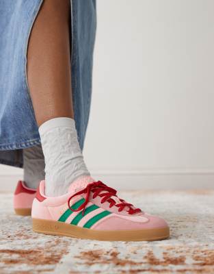 adidas Originals adidas Originals Gazelle Indoor trainers in green and pink