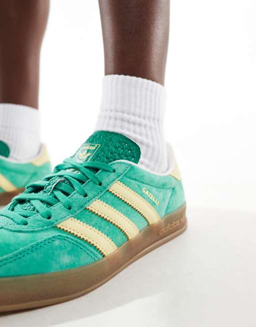 adidas Originals Gazelle Indoor trainers in green and yellow ASOS