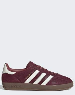 adidas Originals Gazelle indoor trainers in maroon and off white
