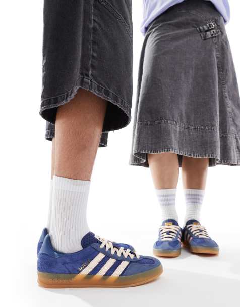 adidas Originals Gazelle Indoor trainers in navy and pink with gum sole - view 1