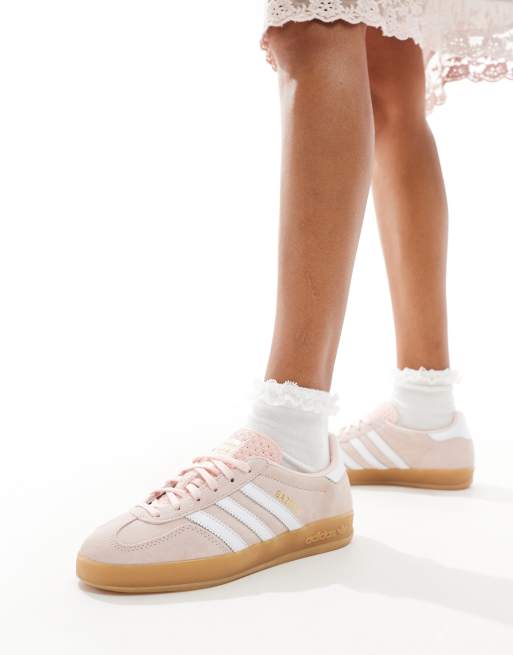 adidas Originals Gazelle Indoor trainers in pale pink with gum sole