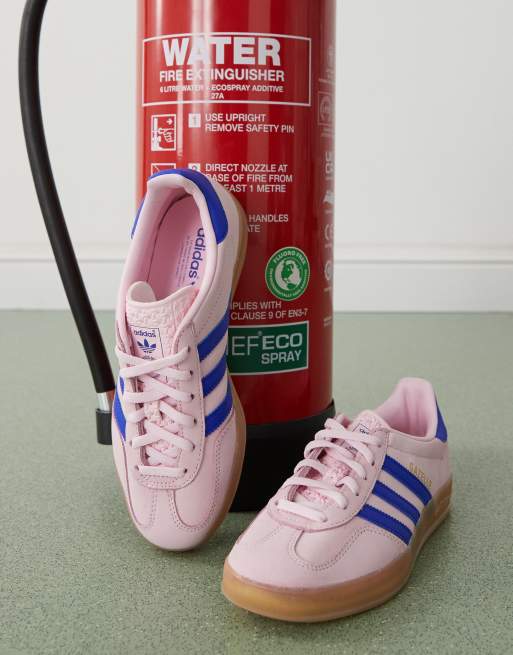 adidas Originals Gazelle Indoor trainers in pink and blue nubuck