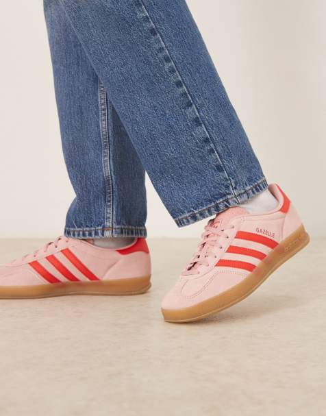 adidas Originals Gazelle Indoor trainers in pink and red - view 1