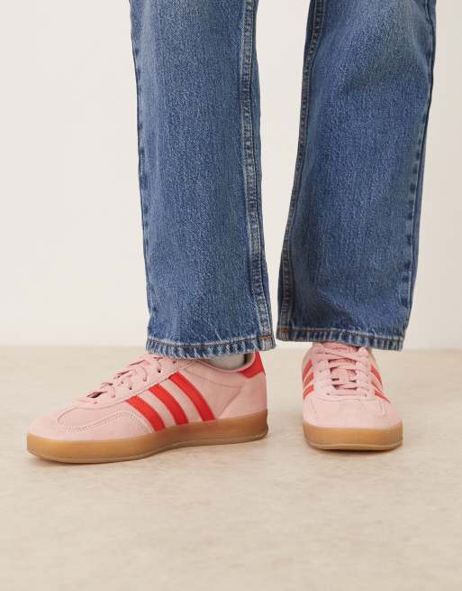adidas Originals Gazelle Indoor trainers in pink and red, 3 of 5