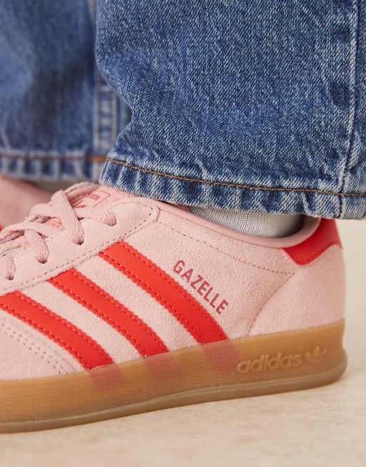 adidas Originals Gazelle Indoor trainers in pink and red, 4 of 5