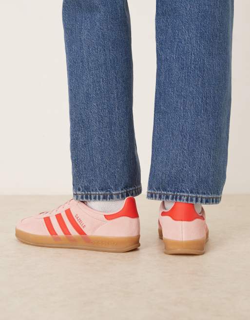 adidas Originals Gazelle Indoor trainers in pink and red, 5 of 5