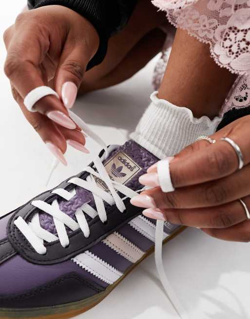 adidas Originals Gazelle Indoor trainers in purple and white