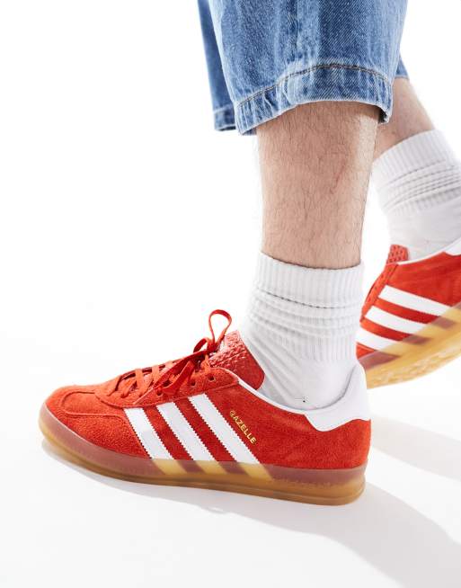 adidas Originals Gazelle Indoor trainers in red with gum sole