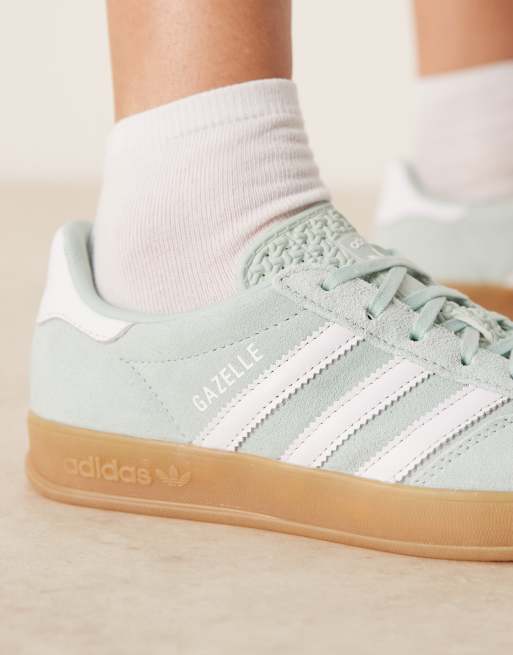 adidas Originals Gazelle Indoor trainers in teal and white | ASOS