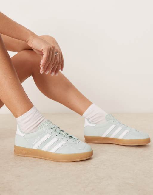 adidas Originals Gazelle Indoor trainers in teal and white | ASOS