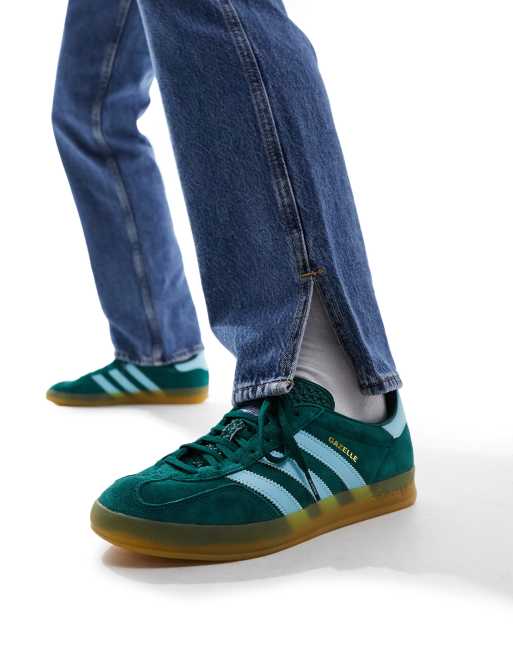 adidas Originals – Gazelle Indoor – Zielono-niebieskie buty sportowe na gumowej podeszwie 
