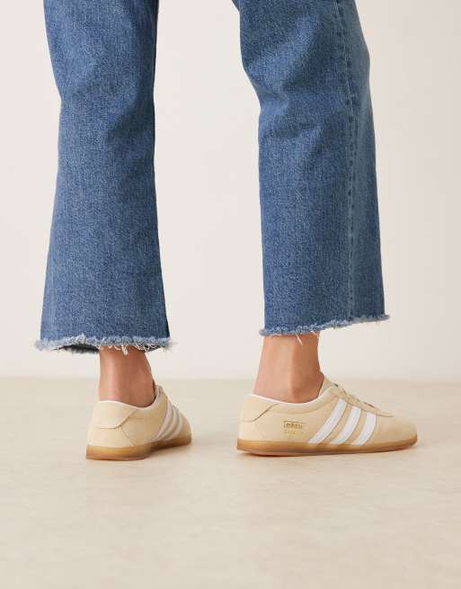 adidas Originals Gazelle Lo Pro trainers in beige and white | ASOS