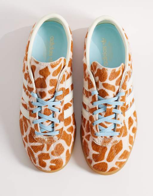adidas Originals Gazelle Lo Pro trainers in giraffe print with blue laces |  ASOS