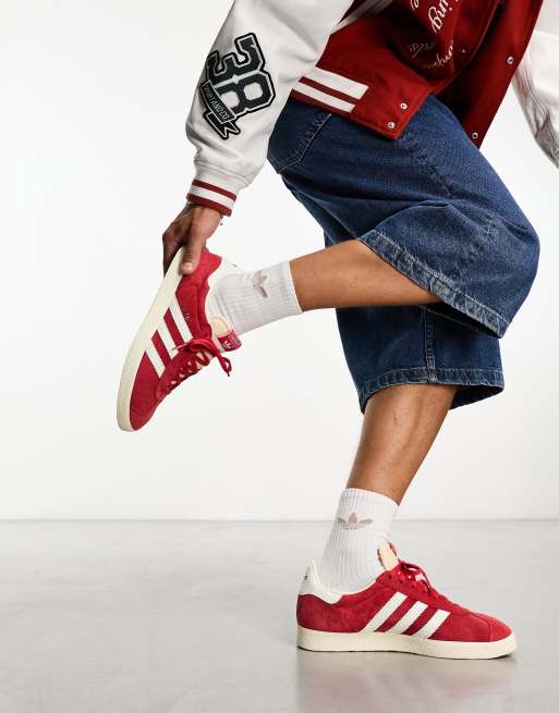 adidas Originals – Gazelle – Röda och vita träningsskor