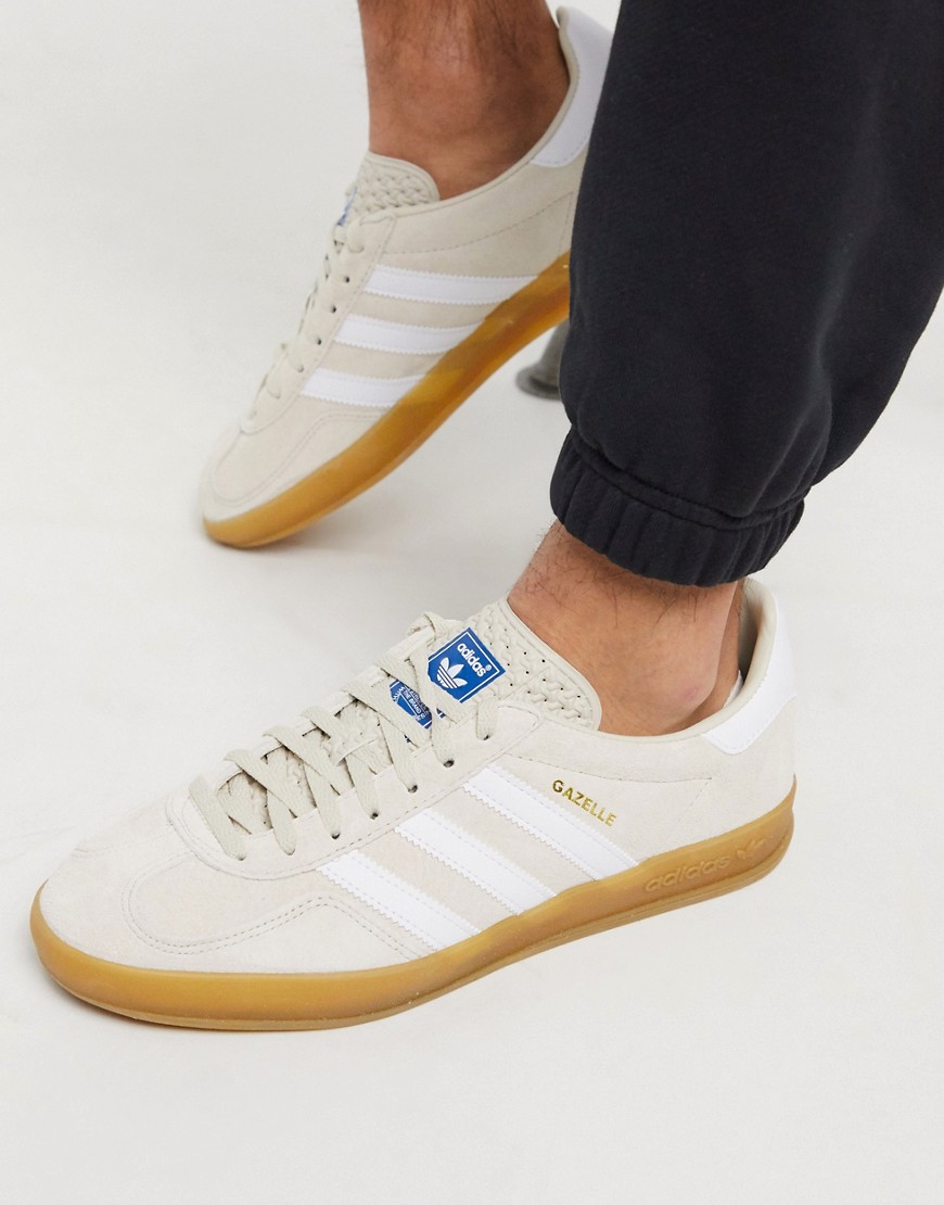 Adidas Originals – Gazelle – Sandfärgade inomhussneakers med gummisula-Beige