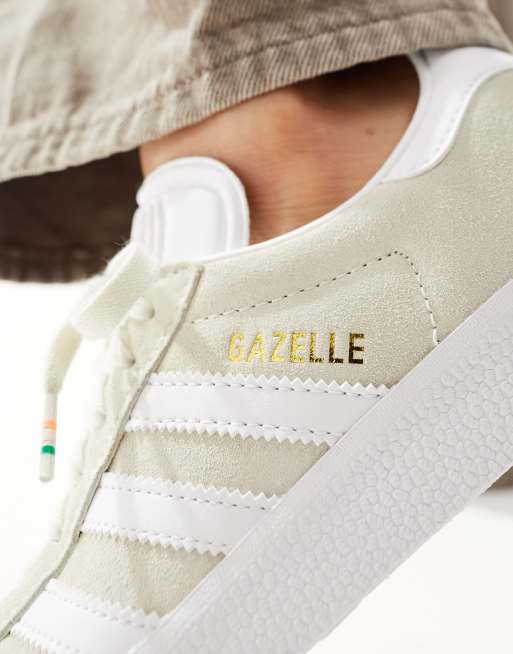 Beige adidas sales gazelle trainers