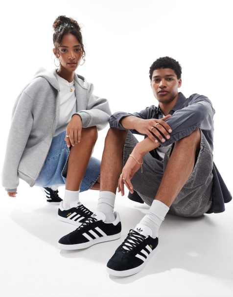 adidas Originals gazelle sneakers in black with white detail - view 1