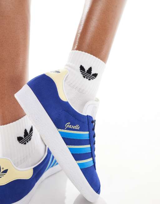 adidas Originals Gazelle sneakers in blue and yellow ASOS