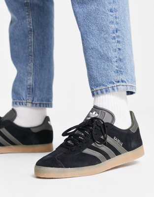 adidas Originals Gazelle sneakers in core with gum sole ASOS