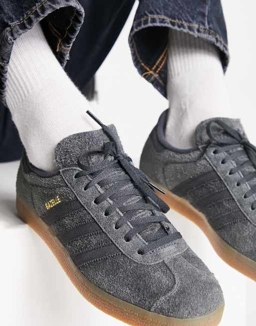 adidas Originals Gazelle sneakers in dark grey with gum sole