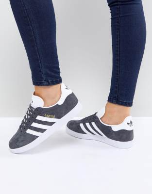 womens dark grey gazelles