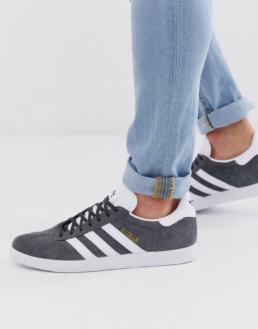 Shop Adidas Originals Gazelle Sneakers In Gray And White