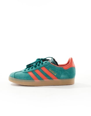 Gazelle sneakers in green and red