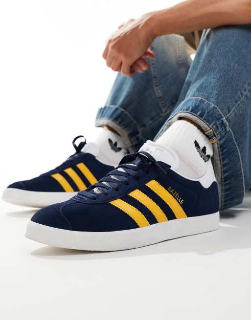 adidas Originals Gazelle sneakers in navy and yellow ASOS