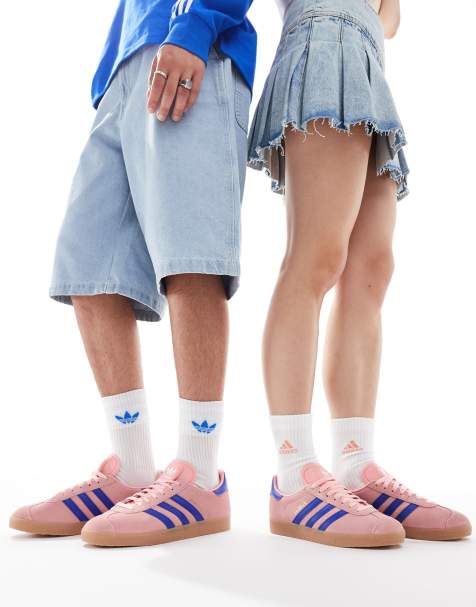 adidas Originals Gazelle - Sneakers in roze en blauw met rubberen zool - view 1