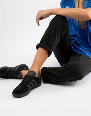 black adidas gazelle trainers womens