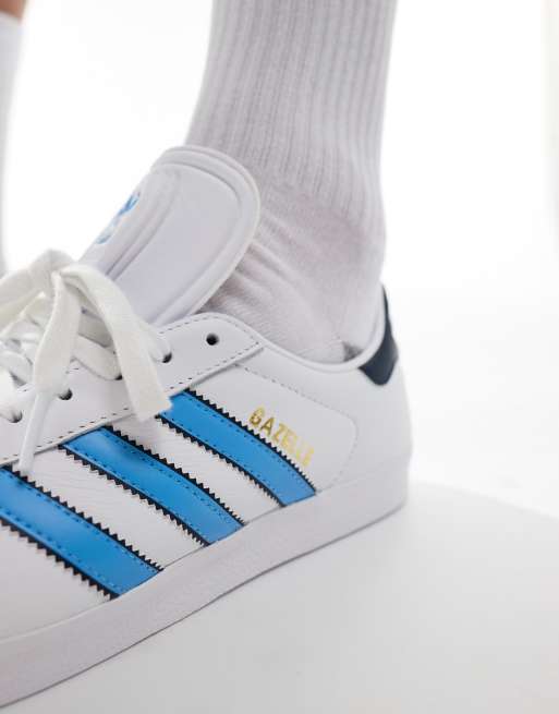 adidas Originals Gazelle sneakers in white and blue ASOS