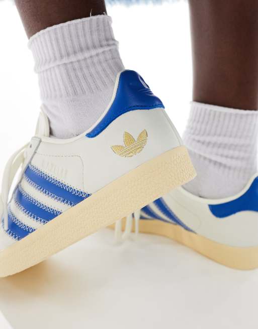 adidas Originals Gazelle Sneakers in wit met blauw ASOS