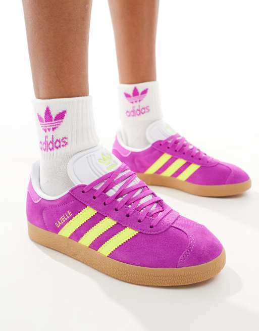 adidas Originals Gazelle Sneakers rosa e gialle con suola in gomma ASOS