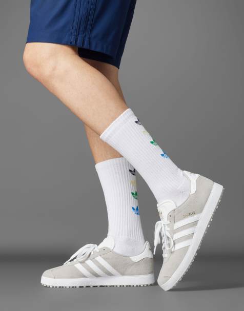 adidas Originals Gazelle spikeless golf shoes in grey and gold - view 1