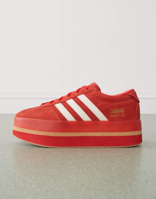 adidas Originals Gazelle Stack trainers in red and white | ASOS