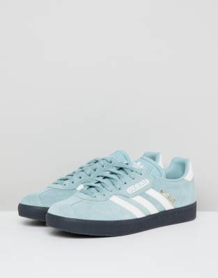 adidas originals gazelle super trainers in white and blue