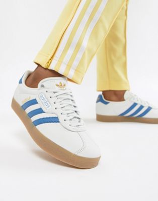 adidas originals gazelle super trainers in white and blue