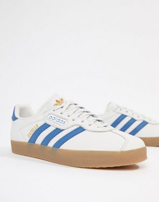 adidas originals gazelle super trainers in white and blue