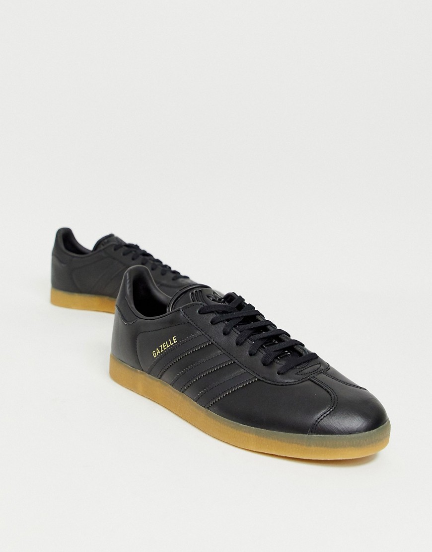 adidas Originals – Gazelle – Svarta sneakers i läder med gummisula