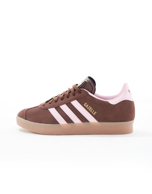 adidas Originals Gazelle trainers in brown and light pink