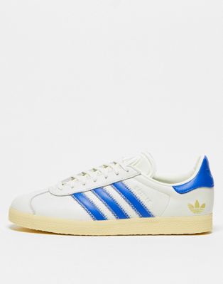 adidas Originals Gazelle trainers in white and blue