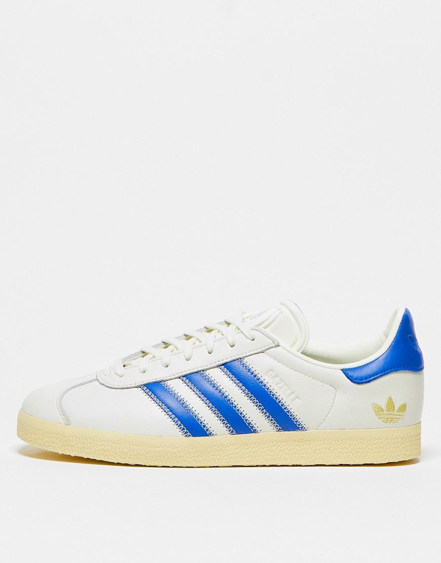 adidas Originals Gazelle trainers in cloud white and blue-Multi