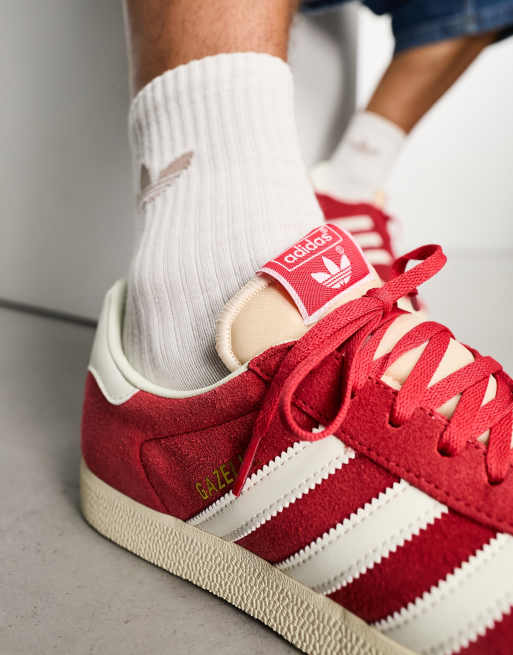 adidas Originals Gazelle trainers in cranberry and white