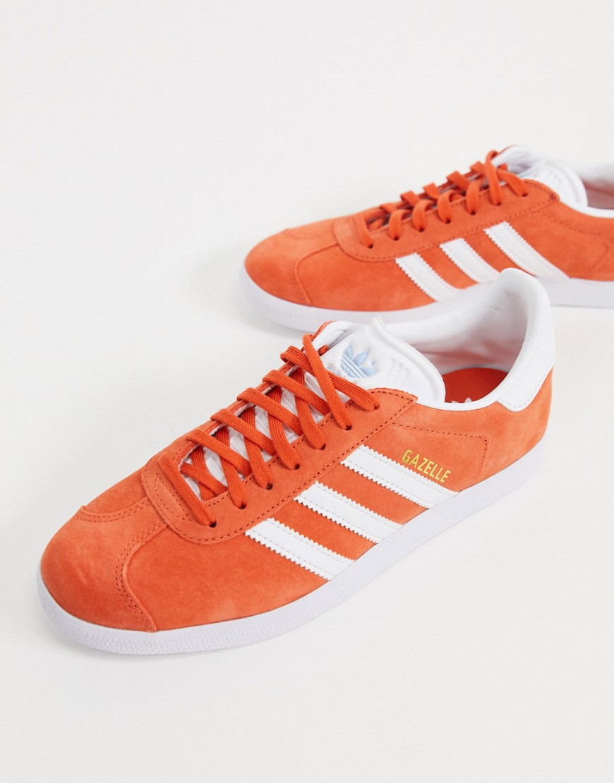 Adidas Originals Gazelle trainers in glory amber white & glow blue-Red
