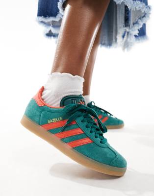 adidas Originals Gazelle trainers in green and red