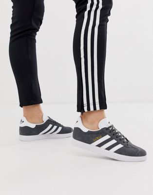 adidas originals grey and white gazelle trainers